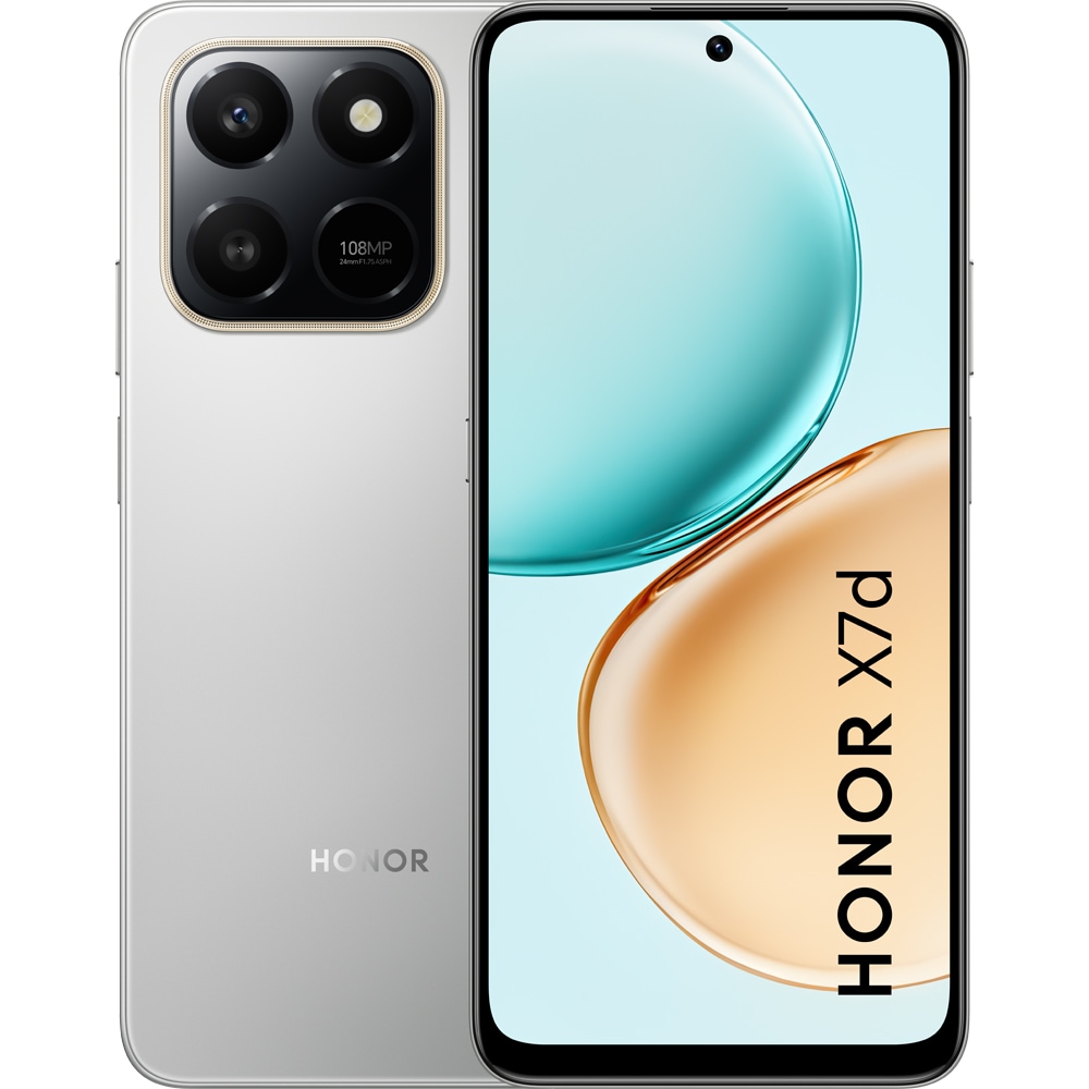 Telefon HONOR X7d, 128GB, 6GB RAM, Dual SIM, Meteor Silver