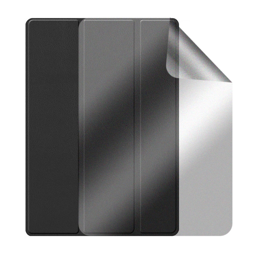 Set Husa Tableta din piele PU si Folie Silicon Matte pentru Samsung Galaxy Tab S6 10.5 T860/T865, Protectie Completa, Hydrogel Regenerabil, Full Glue, Interior Microfibra, Stand, Ecran Protejat, Colturi Anti-Soc, Negru