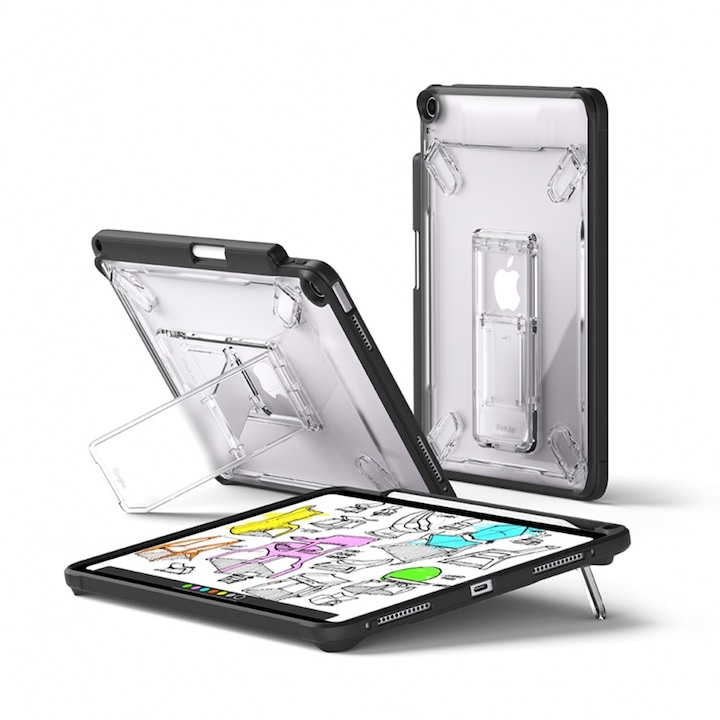 Husa pentru iPad Air 13 (2024) - Ringke Fusion Sketch Stand - Smoke Black
