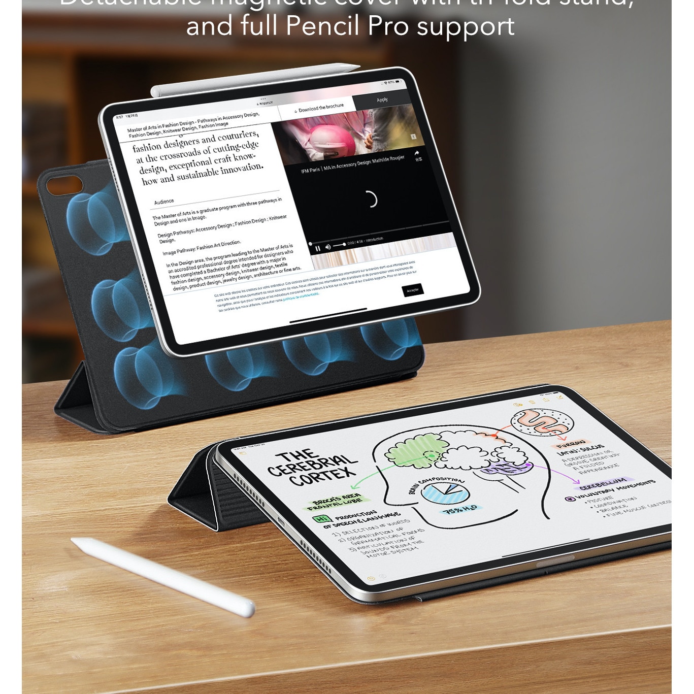 Husa tableta ESR Rebound Magnetic cu Clasp, neagra, pentru iPad mini 6/7, functie de suport, din piele sintetica