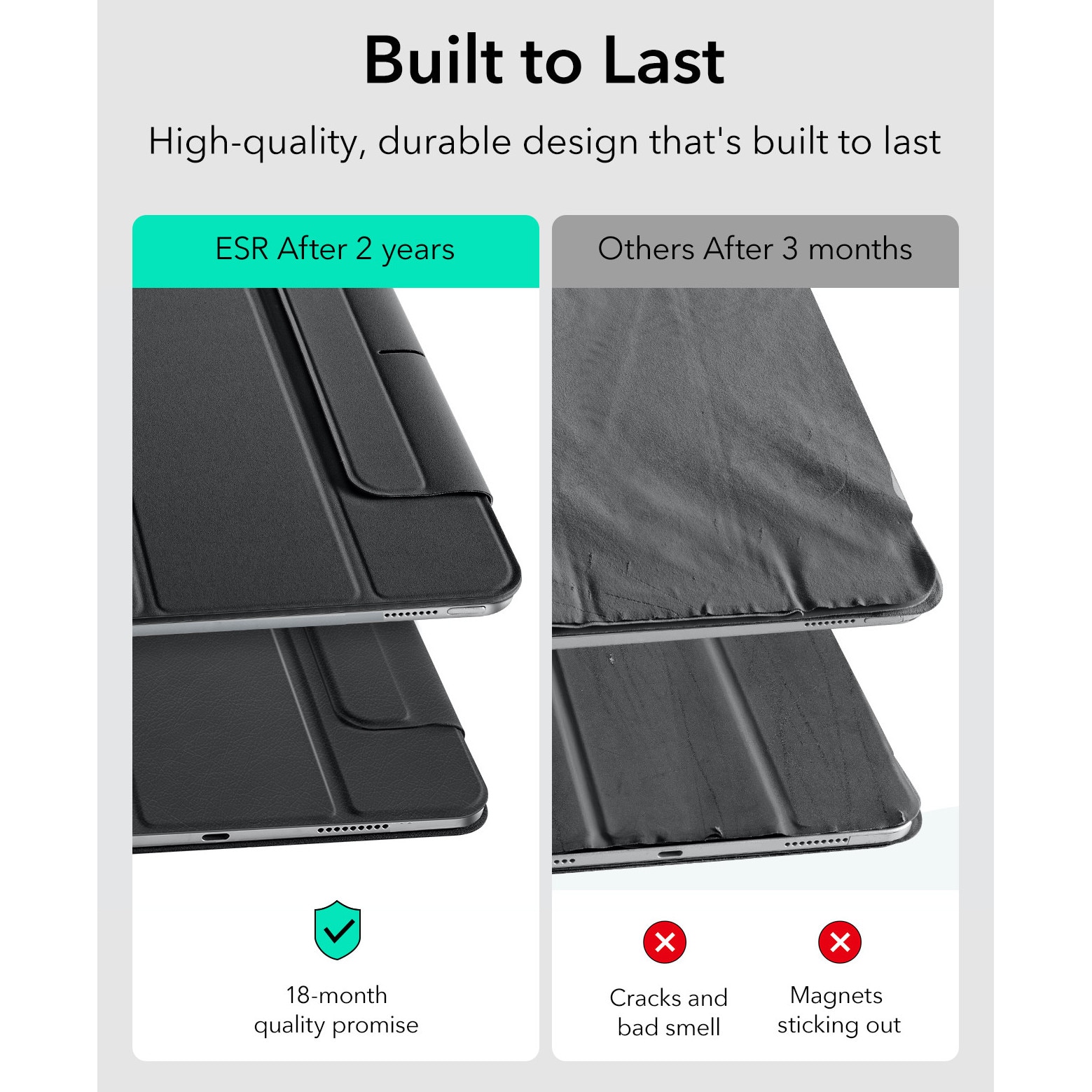 Husa tableta ESR Rebound Magnetic cu Clasp, neagra, pentru iPad mini 6/7, functie de suport, din piele sintetica