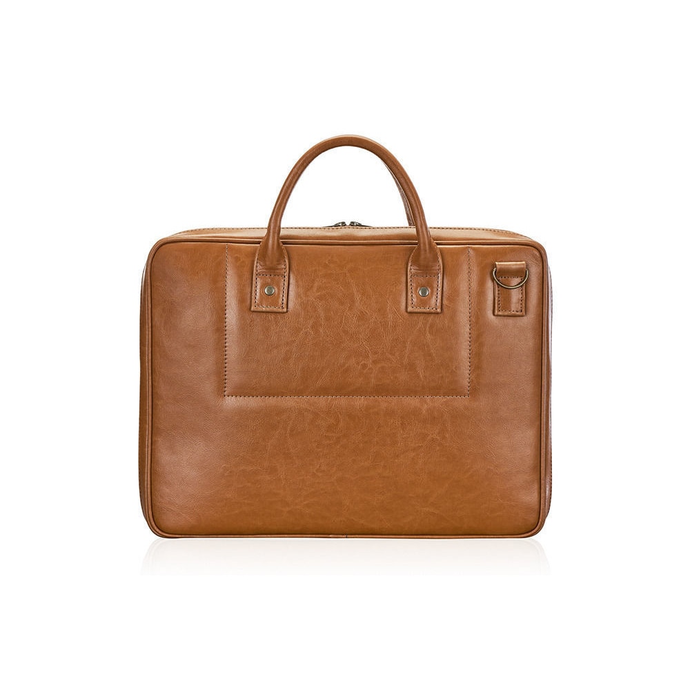 Geanta laptop Solier Belfast din piele naturala, 15.4", Maro deschis SL21