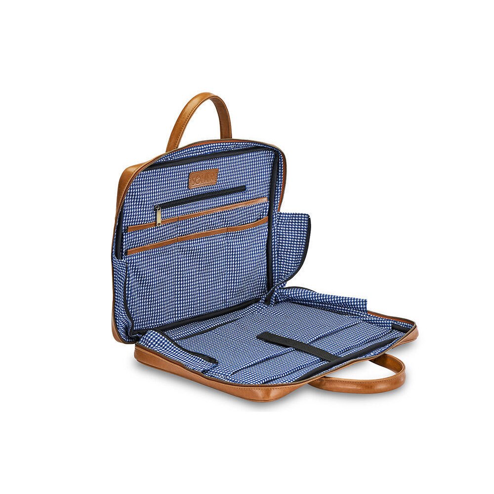 Geanta laptop Solier Belfast din piele naturala, 15.4", Maro deschis SL21