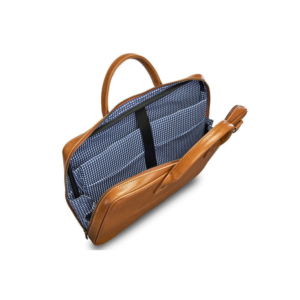 Geanta laptop Solier Belfast din piele naturala, 15.4", Maro deschis SL21