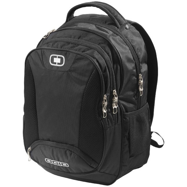 Rucsac Laptop, Ogio by AleXer, BN, 17 inch, 420D poliester, negru, breloc inclus din piele ecologica si metal