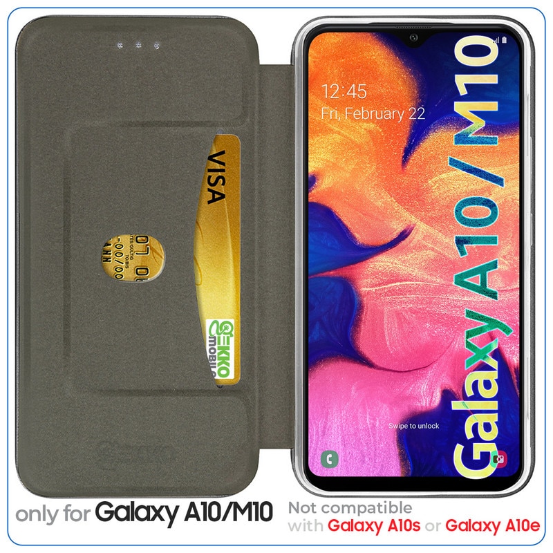 Husa pentru Samsung Galaxy A10 / M10, tip carte, inchidere Magnetica, buzunar Card, Functie Stand, Piele-Eco cu interior Microfibra, Flip Open, Rosie