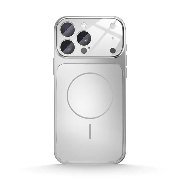 Husa pentru Apple iPhone 14 Pro Max Daden® MagLens, Slim, Incarcare wireless, Magsafe, Protectie camera inclusa, Argintiu