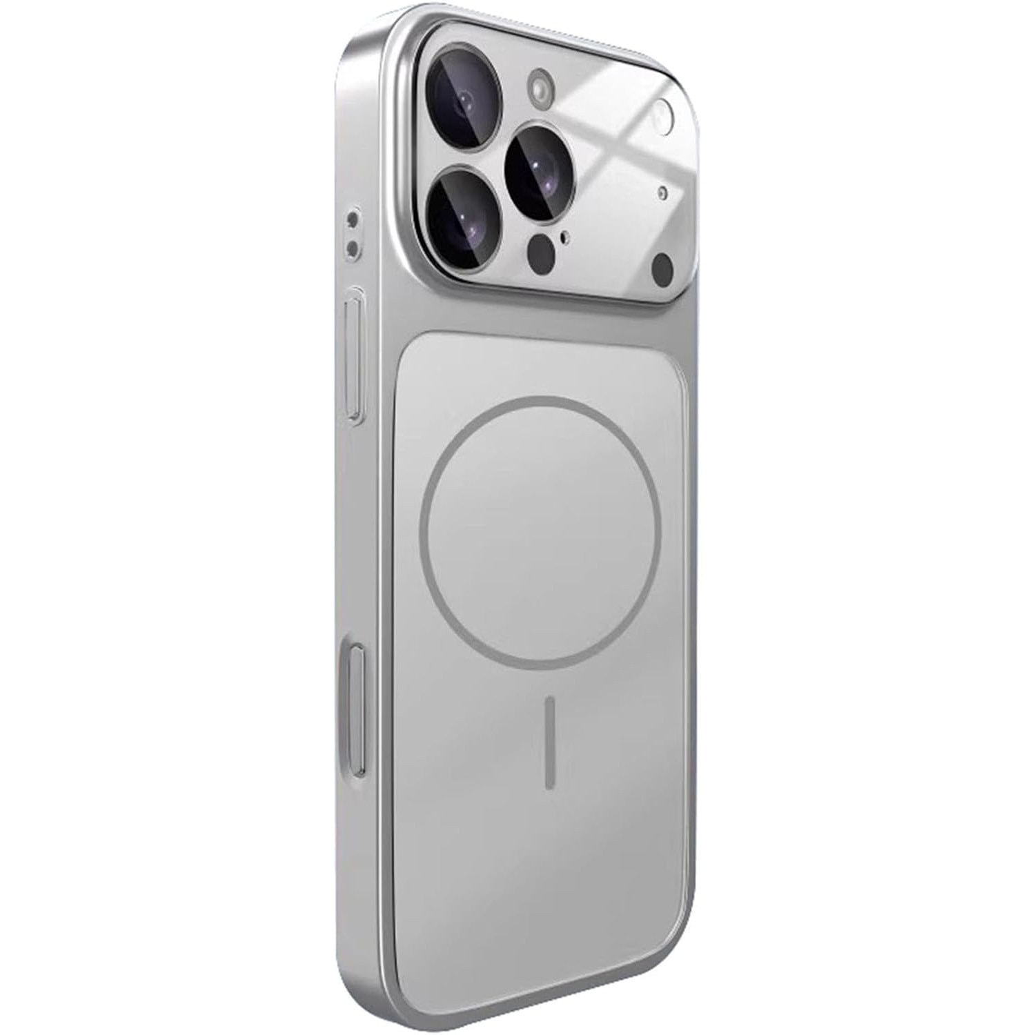 Husa pentru Apple iPhone 14 Pro Max Daden® MagLens, Slim, Incarcare wireless, Magsafe, Protectie camera inclusa, Argintiu
