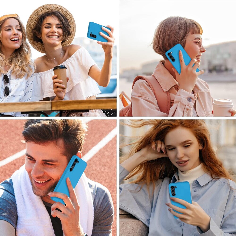 Husa CASEY STUDIOS™ compatibila cu Samsung Galaxy S24 Plus, Soft Silicone Premium, Microfibra in Interior, de Protectie, Ultra Slim, pentru Incarcare Wireless, Margini Ridicate pentru Protectia Ecranului si a Camerelor, Albastru aquamarin