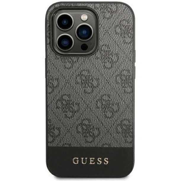 Husa de protectie Guess Stripe 4G pentru iPhone 14 Pro Max, Gri