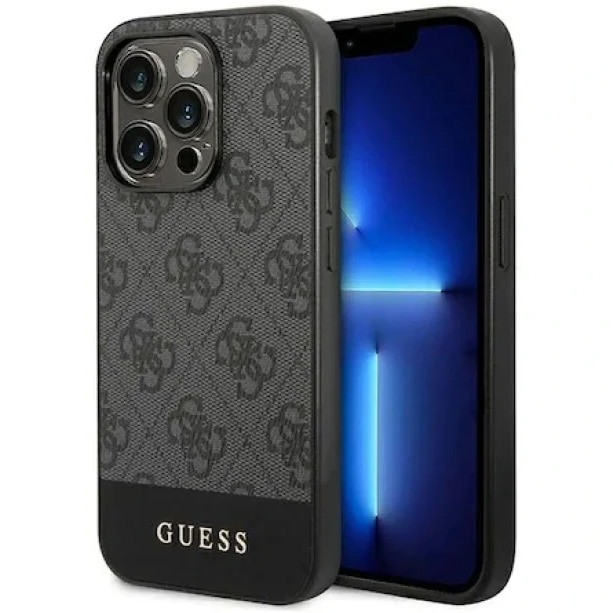 Husa de protectie Guess Stripe 4G pentru iPhone 14 Pro Max, Gri