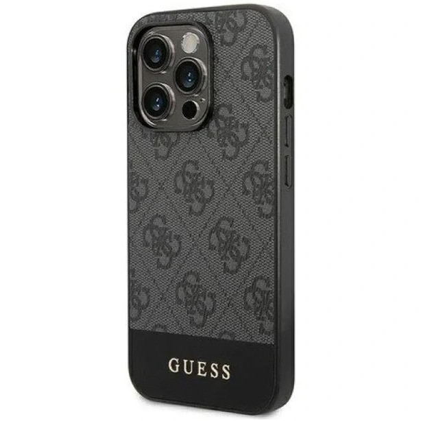 Husa de protectie Guess Stripe 4G pentru iPhone 14 Pro Max, Gri