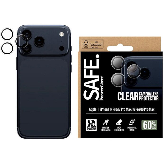 Folie Sticla Camera PanzerGlass Safe pentru iPhone 17 Pro/Pro Max SA74645 Transparent