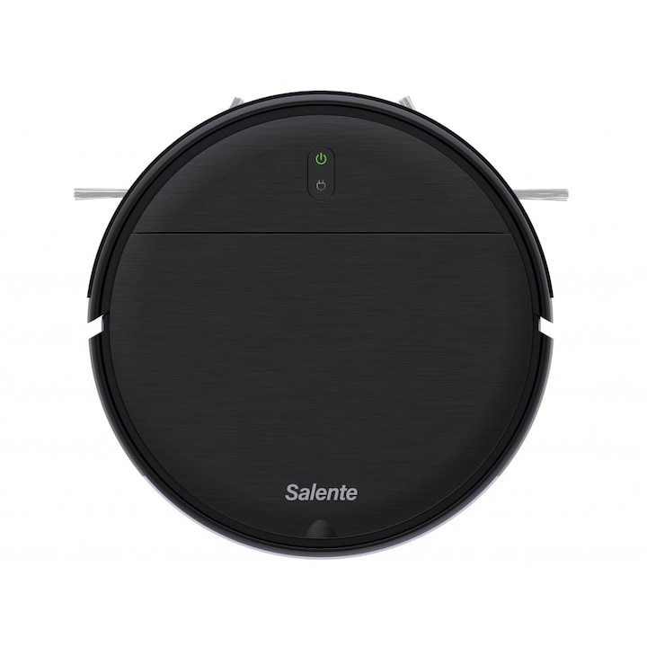 Robot de aspirare Salente R2 - WiFi, 28W, Aplicatie mobila in romana, Aspira si sterge simultan, 2500 mAh, Autonomie 110min, filtru HEPA, Negru