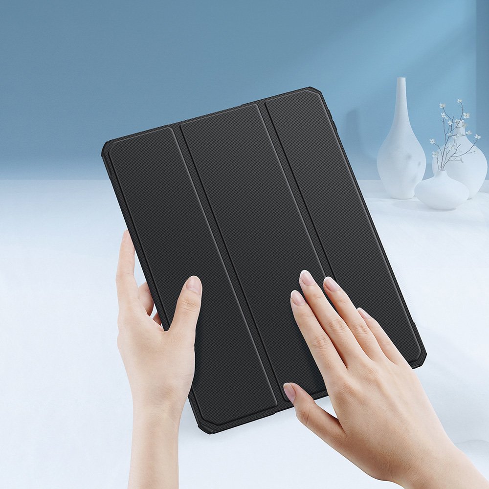 Husa Flip Dux Ducis Toby compatibila cu Apple iPad Pro 12.9'' 2021, Piele ecologica/TPU, Negru