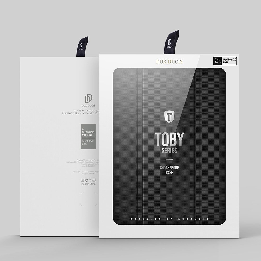 Husa Flip Dux Ducis Toby compatibila cu Apple iPad Pro 12.9'' 2021, Piele ecologica/TPU, Negru