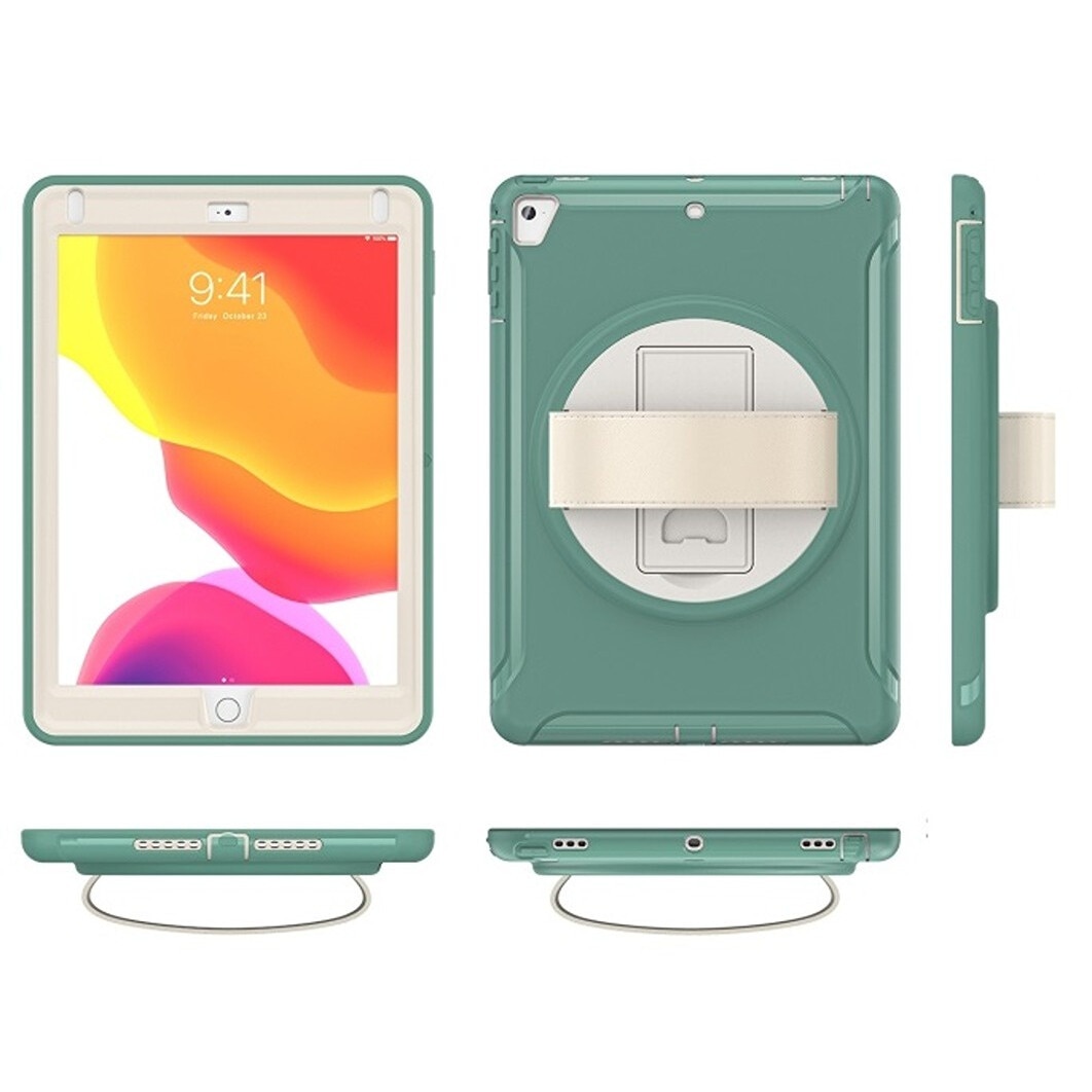 Husa pentru tableta cu suport rotativ, 3 straturi, verde, pentru iPad Air 2/Air 1/Pro 9.7"