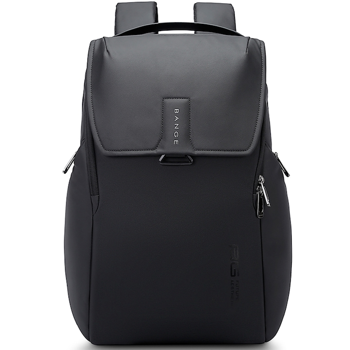 Rucsac laptop 15.6", smart casual, design pelerin unisex, impermeabil, BANGE, 46x30x19 cm, Negru
