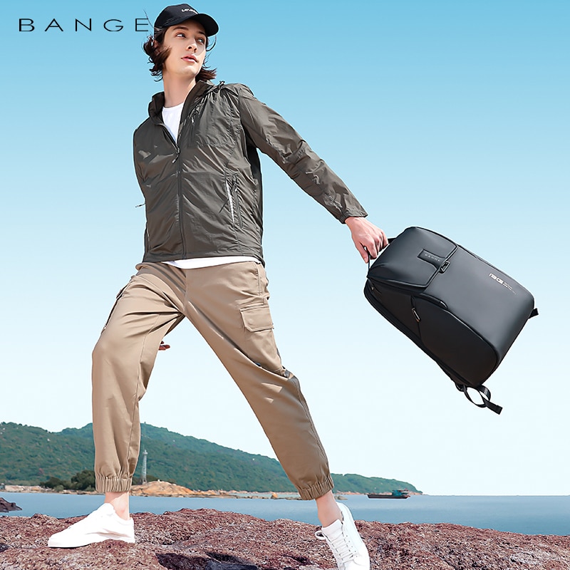Rucsac laptop 15.6", smart casual, design pelerin unisex, impermeabil, BANGE, 46x30x19 cm, Negru