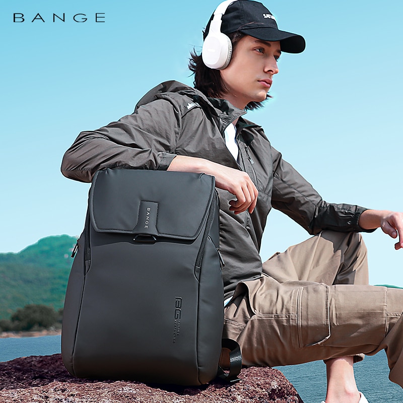 Rucsac laptop 15.6", smart casual, design pelerin unisex, impermeabil, BANGE, 46x30x19 cm, Negru