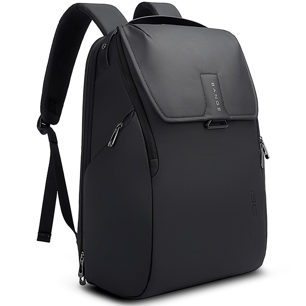 Rucsac laptop 15.6", smart casual, design pelerin unisex, impermeabil, BANGE, 46x30x19 cm, Negru