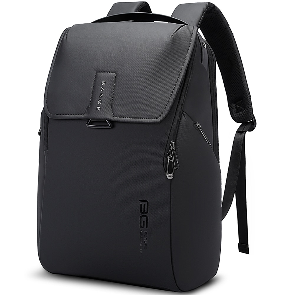 Rucsac laptop 15.6", smart casual, design pelerin unisex, impermeabil, BANGE, 46x30x19 cm, Negru