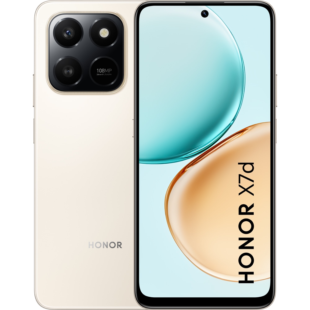 Telefon HONOR X7d, 128GB, 6GB RAM, Dual SIM, Desert Gold