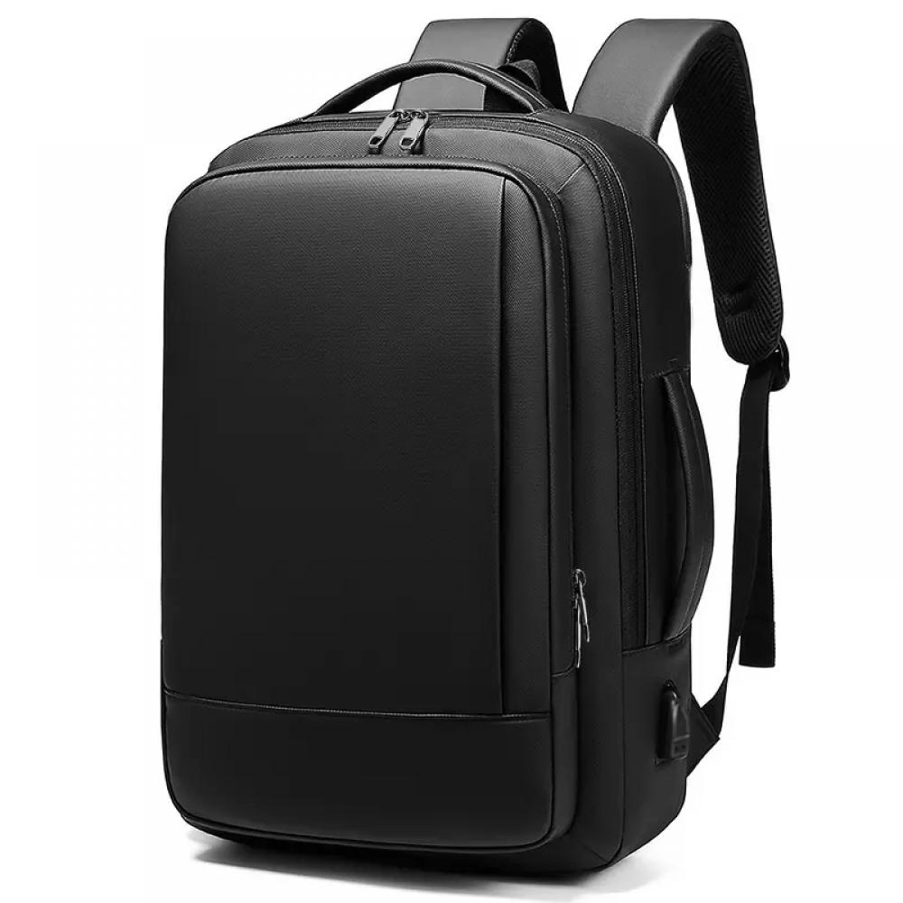 Rucsac pentru laptop 15.6 inch si tableta 7.9 inch, MingLu, extensibil 19-29L, port USB, impermeabil, unisex, spatios, calatorie, scoala sau servici, negru