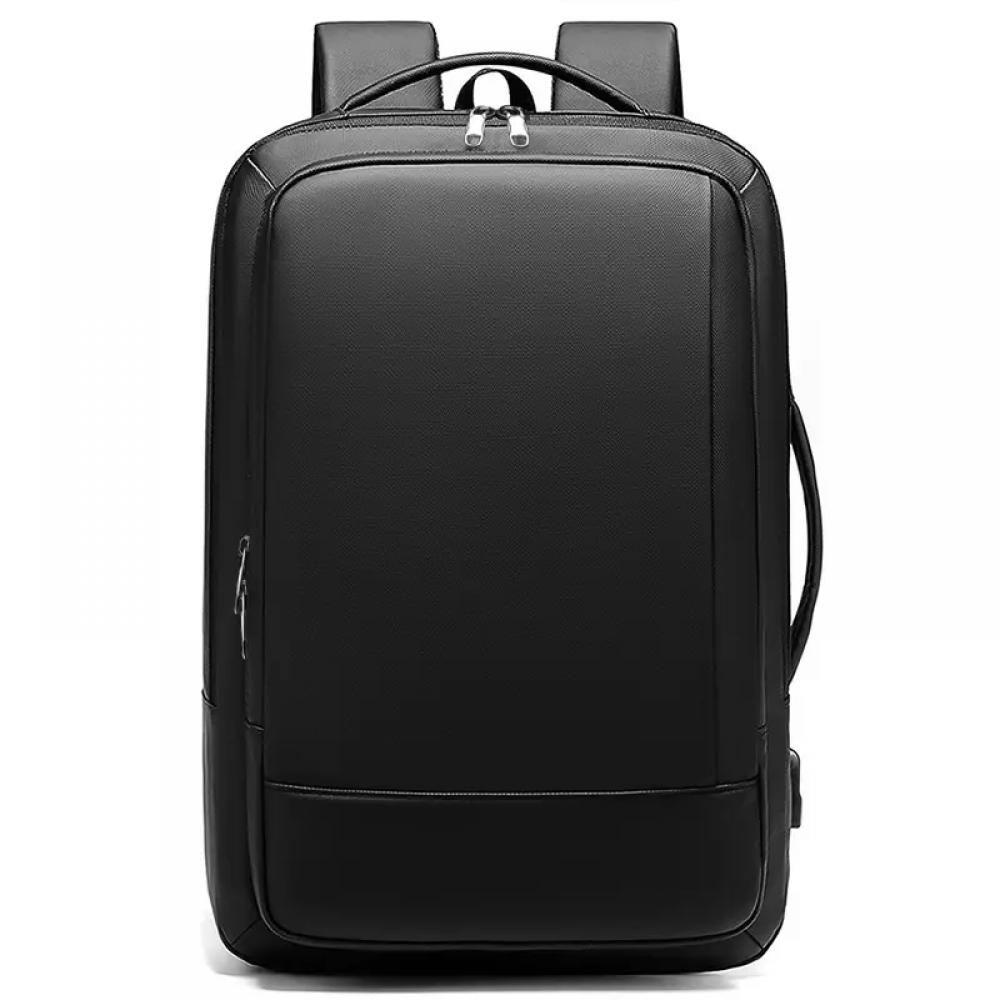 Rucsac pentru laptop 15.6 inch si tableta 7.9 inch, MingLu, extensibil 19-29L, port USB, impermeabil, unisex, spatios, calatorie, scoala sau servici, negru