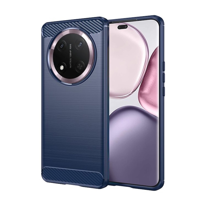 Husa pentru Honor Magic 7 Lite Flexibila Antisoc Carbon Daden®, Protectie camera, Slim, Hybrid Antisoc, Albastru