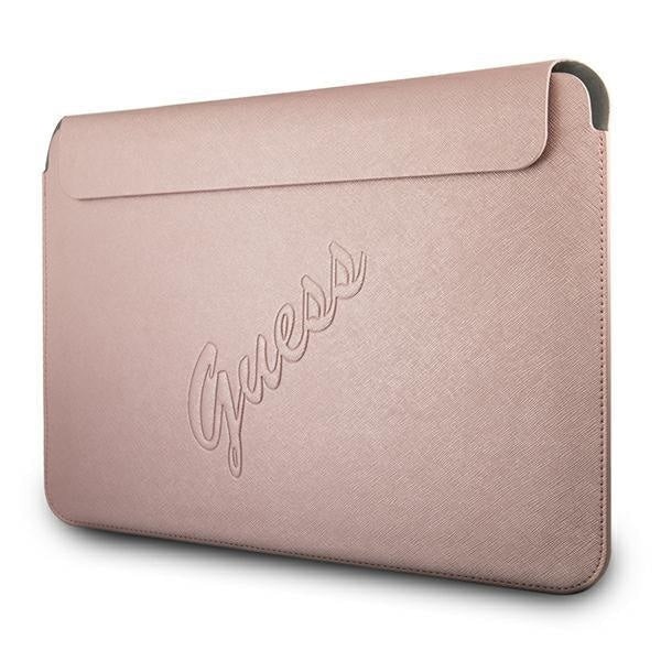 Husa Guess Saffiano Script compatibila cu laptop 13 inch Pink