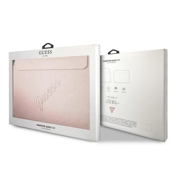 Husa Guess Saffiano Script compatibila cu laptop 13 inch Pink