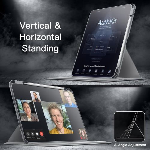 Husa 360 Smart Cover compatibila cu iPad Pro 11" M4/M5 2024/2025, Pencil Slot Rebound, Wake-Sleep, Camera Protection, Gri