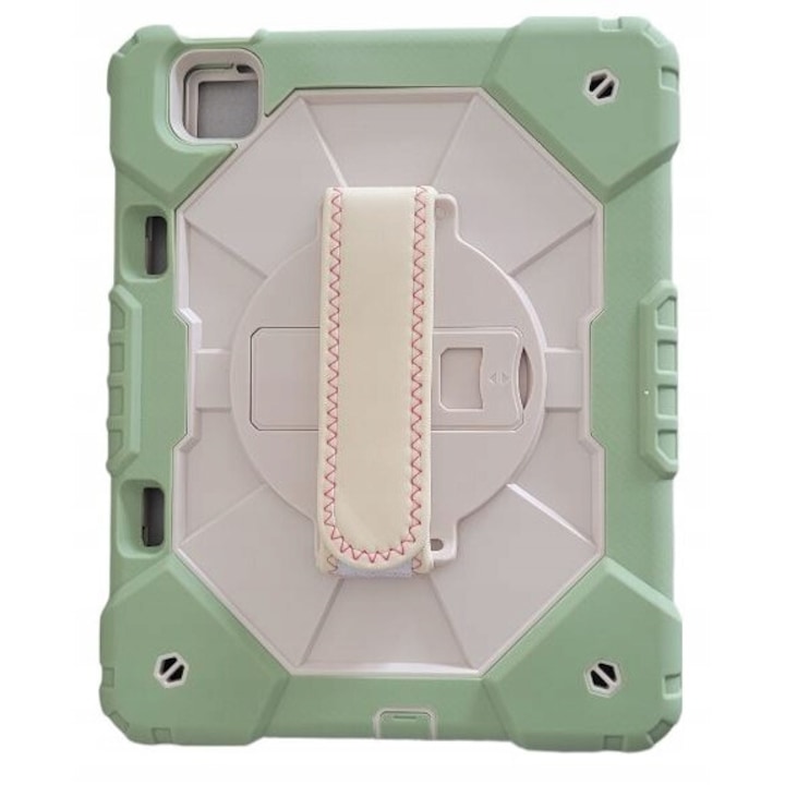 Husa tableta, pentru iPad Air 5/Air 4 10.9inch, 3 straturi, verde, cu suport si curea ajustabila