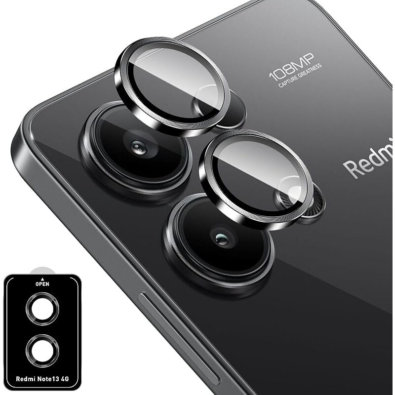 Folie de protectie camera foto, 9H, anti-zgarieturi, neagra, compatibila cu Redmi Note 13 4G