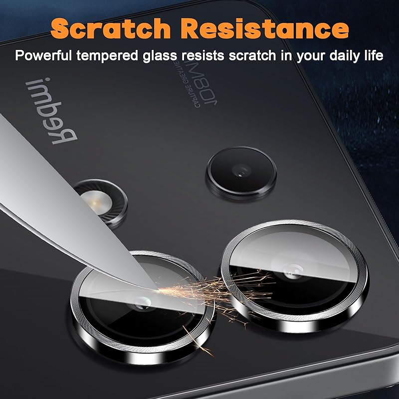 Folie de protectie camera foto, 9H, anti-zgarieturi, neagra, compatibila cu Redmi Note 13 4G