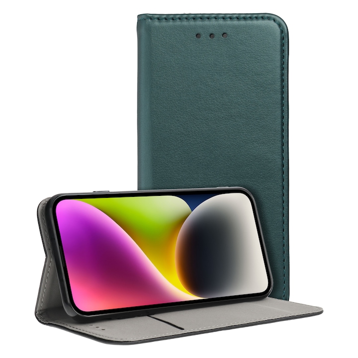 Husa Daden tip carte pentru Samsung A05, Suport card, Functie de Stand si Inchidere Magnetica, Protectie Sporita, Verde