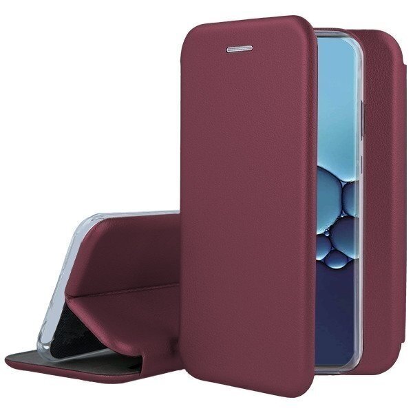 Husa de protectie PremiumCell Tip carte pentru Samsung A14, Suport card, Functie de Stand si Inchidere Magnetica, Protectie Sporita, Visiniu