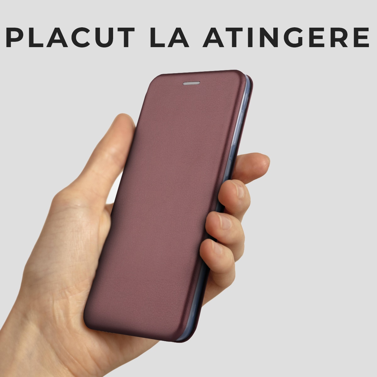 Husa de protectie PremiumCell Tip carte pentru Samsung A14, Suport card, Functie de Stand si Inchidere Magnetica, Protectie Sporita, Visiniu