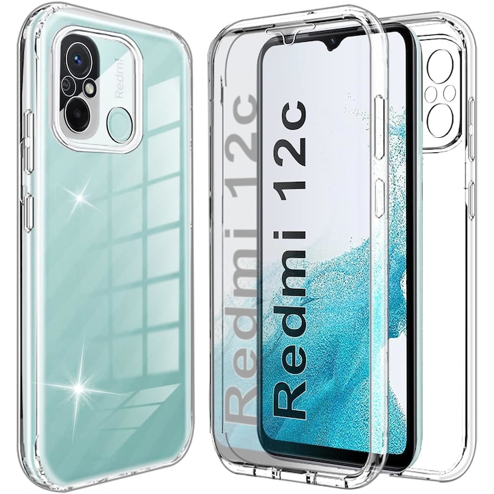Husa 360 compatibila cu Xiaomi Redmi 12C - V2 Transparent fata si spate
