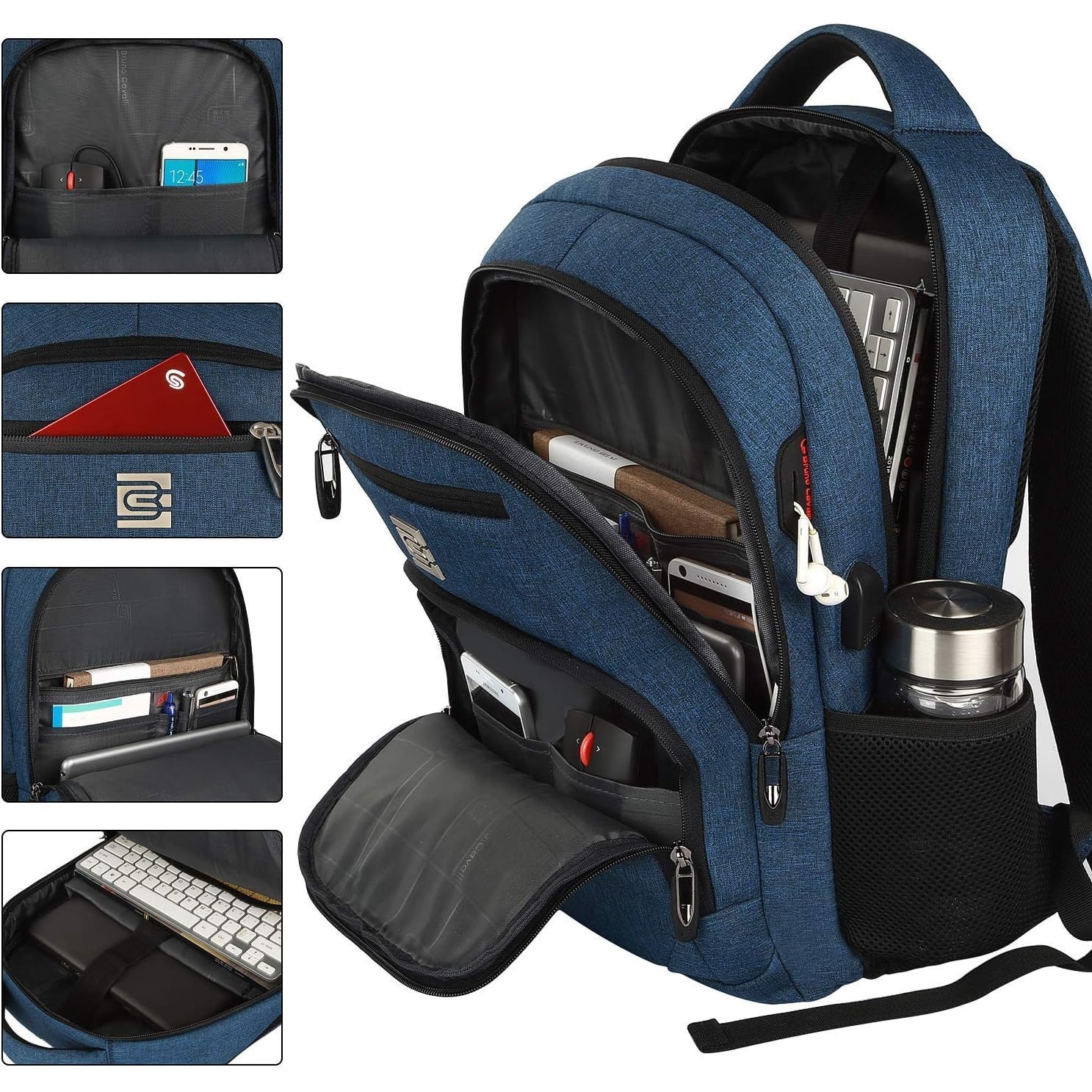 Rucsac pentru computer de afaceri pentru calatorii cu avionul, rucsac pentru laptop de calatorie cu caracteristici antifurt, rucsac rezistent la apa cu compartimente multiple spatioase, compatibil cu laptop de 17 inchi