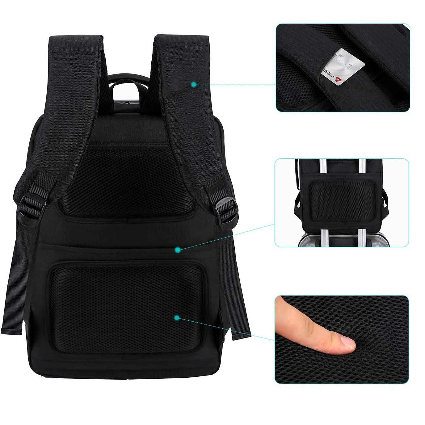 Rucsac laptop compact Enforose, maner captusit 15.6 inch, design profesional, material rezistent la apa, culoare abanos
