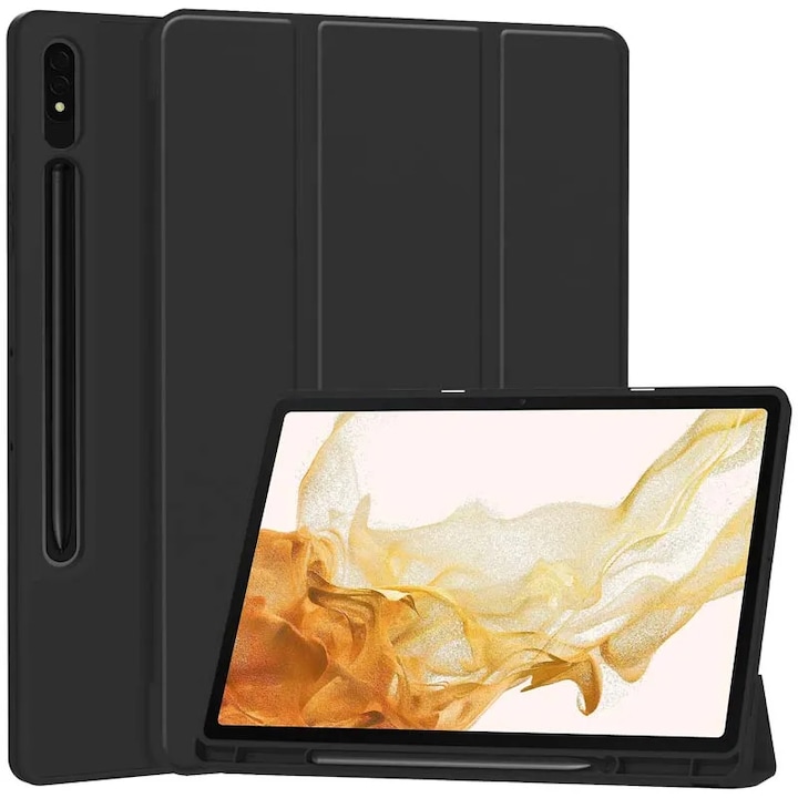 Husa pentru tableta Samsung Galaxy Tab S7 Plus / S8 Plus, Accesorio Flex Trifold Pen, Black
