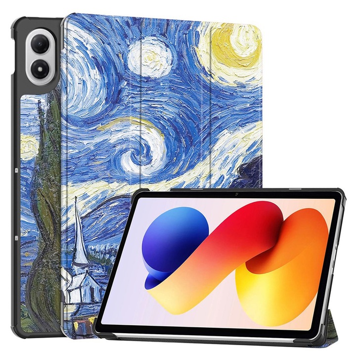 Husa pentru Xiaomi Redmi Pad 2 Pro tip stand functie sleep/wake-up si inchidere magnetica, protectie 360 - Starry Night