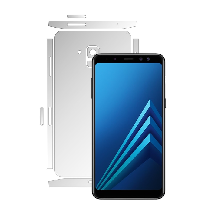Samsung Galaxy A8+ Plus (2018) - Invisible Skinz UHD AutoRegeneranta - Split Cut - Folie Protectie Ultra-Clear pentru Carcasa Spate si Laterale,Skin Adeziv Transparent, Edge to Edge Full Case Cover