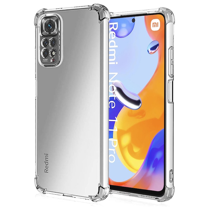 Husa protectie Mat-Tech compatibila cu Xiaomi Redmi Note 11 Pro 4G / Note 11 Pro 5G / Note 12 Pro 4G, Protectie Camera, Colturi anti-soc, Decupaje Precise, Rezistenta la impact, Margini ridicate pentru protectia ecranului, Transparenta