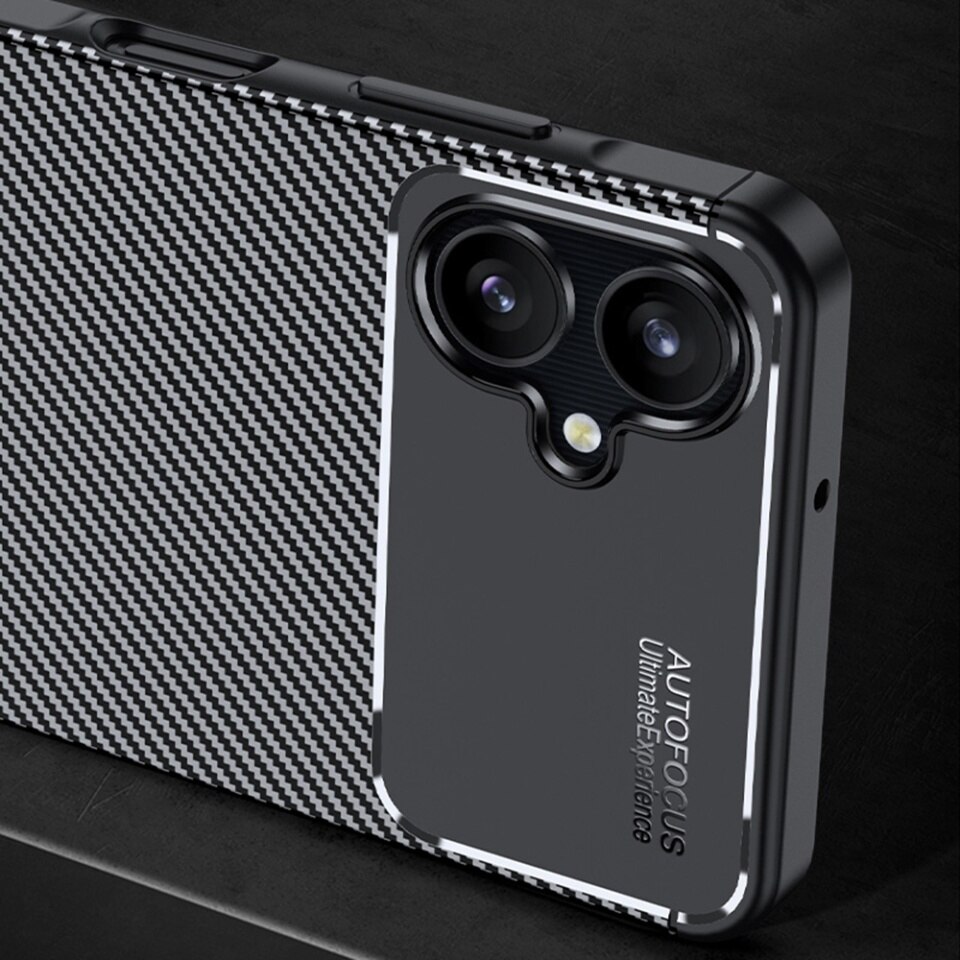 Husa pentru Samsung Galaxy A06, SKYDDAR INNOVATION, CarbonFiber, Antisoc, Negru, set cu sticker