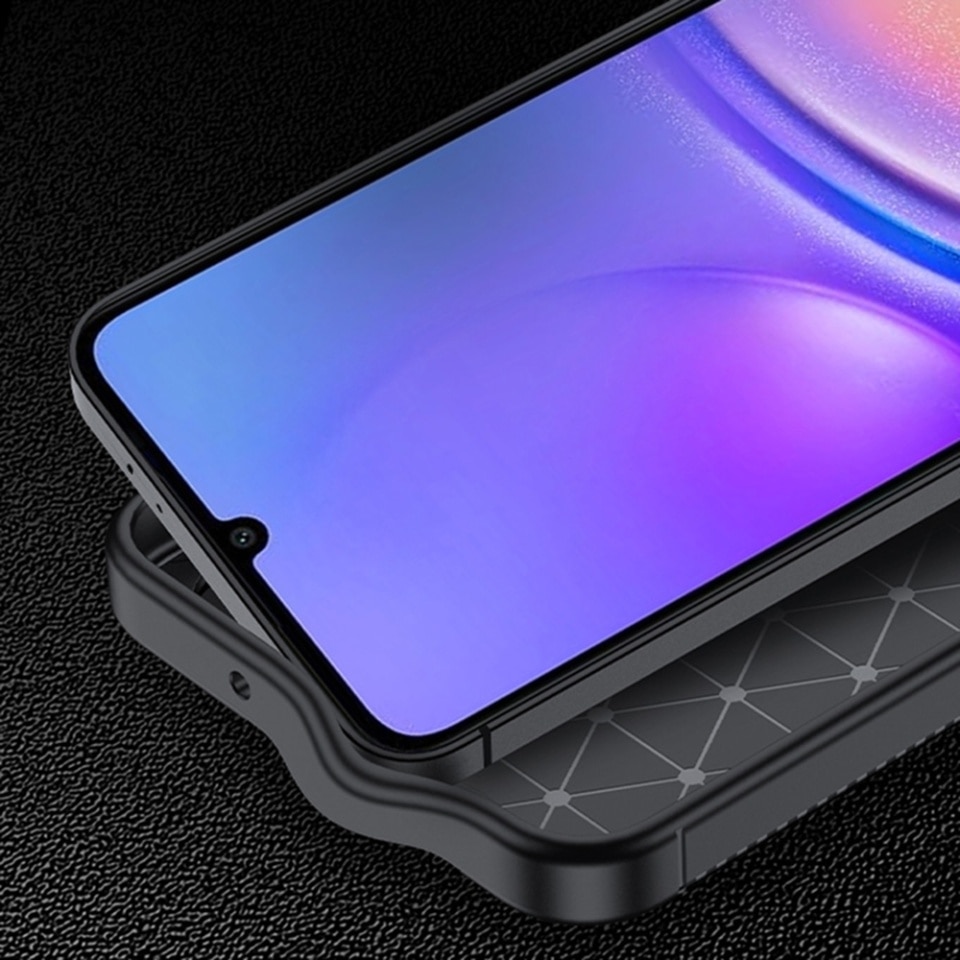 Husa pentru Samsung Galaxy A06, SKYDDAR INNOVATION, CarbonFiber, Antisoc, Negru, set cu sticker