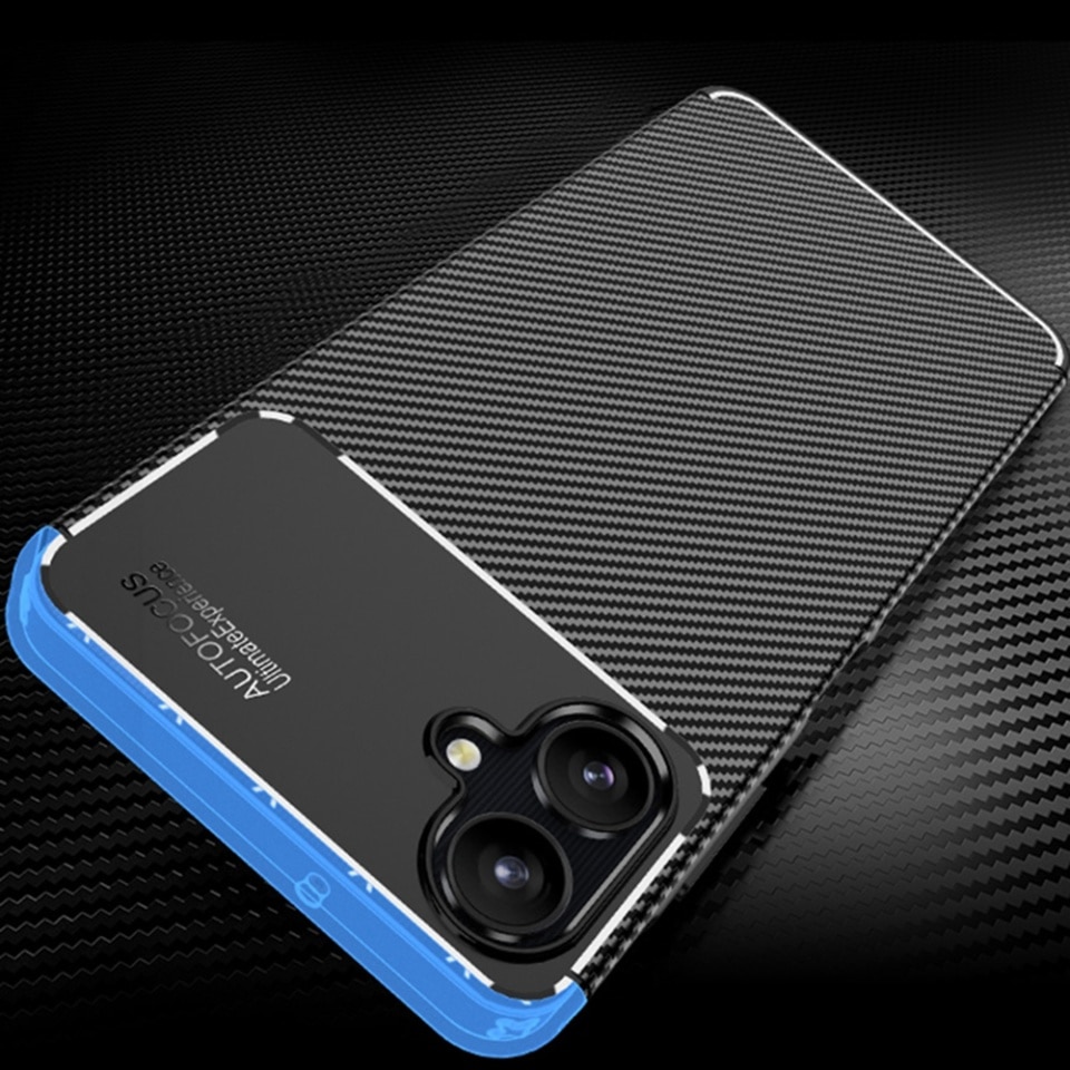 Husa pentru Samsung Galaxy A06, SKYDDAR INNOVATION, CarbonFiber, Antisoc, Negru, set cu sticker