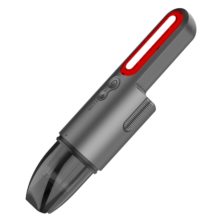 Aspirator de mână Xmart V8, lanternă LED, lumină de urgență SOS, negru